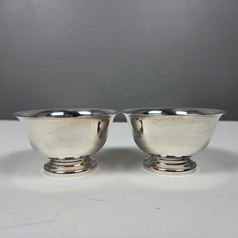 Reed & Barton Paul Revere #14 Silverplate Finger Bowls Pair Vintage 3 5/8"